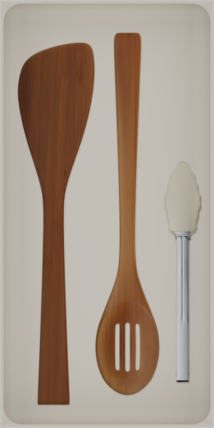 Long tray organiser – 12×6 (354 × 177 mm) in Muted White, shown with cooking utensils. Top view.