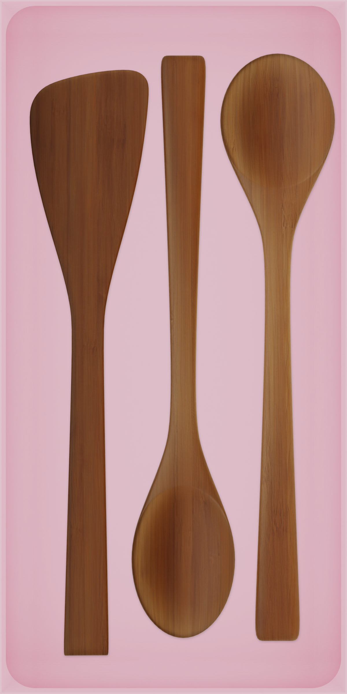 Long tray organiser – 12×6 (354 × 177 mm) in Sakura Pink, shown with bamboo kitchen utensils. Top view.