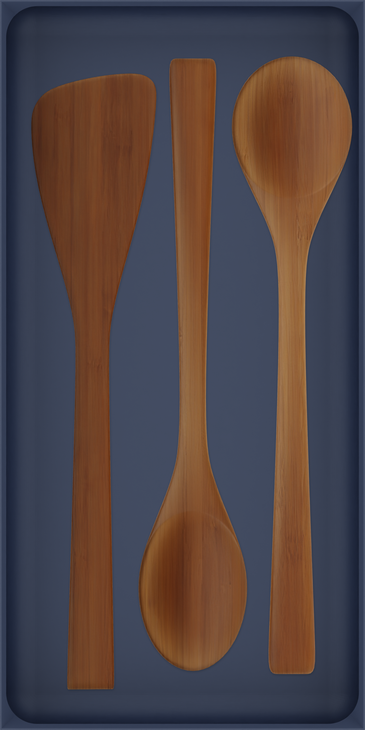 12×6 organiser with bamboo spatula, bamboo spoon, bamboo spoon — ArmyBlue