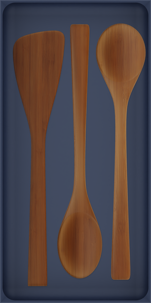 12×6 organiser with bamboo spatula, bamboo spoon, bamboo spoon — ArmyBlue
