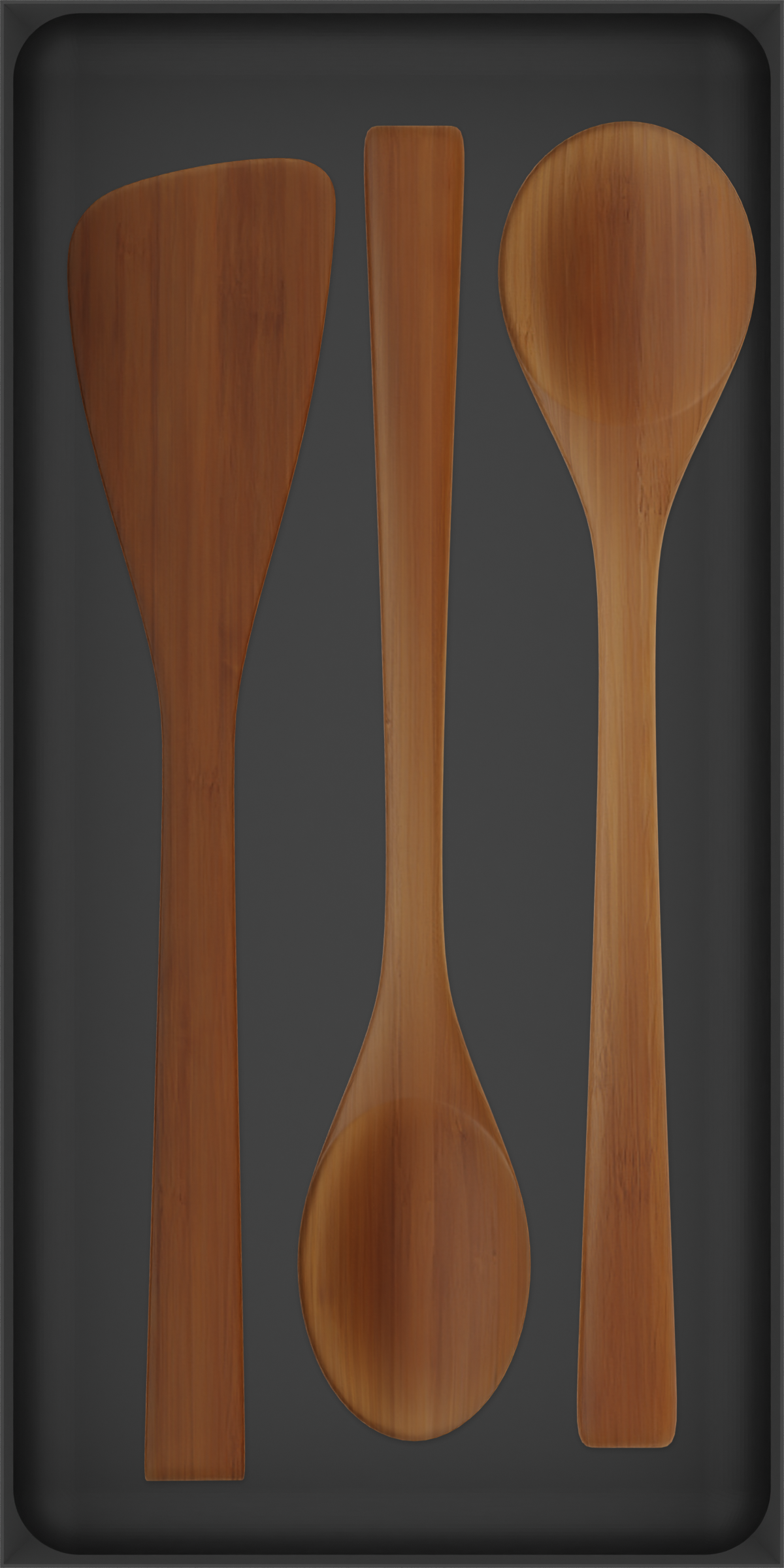 12×6 organiser with bamboo spatula, bamboo spoon, bamboo spoon — CharcoalBlack