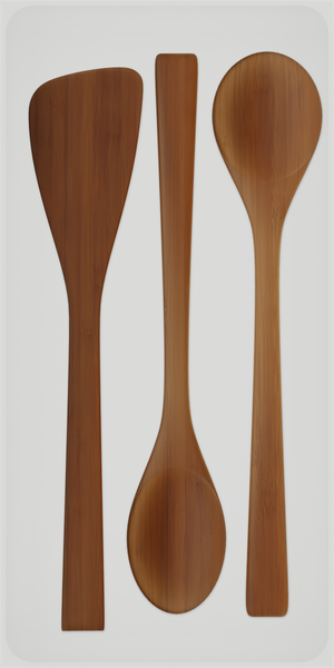 12×6 organiser with bamboo spatula, bamboo spoon, bamboo spoon — CottonWhite