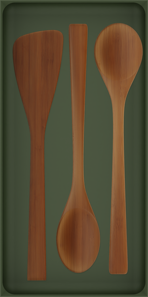 12×6 organiser with bamboo spatula, bamboo spoon, bamboo spoon — OliveGreen