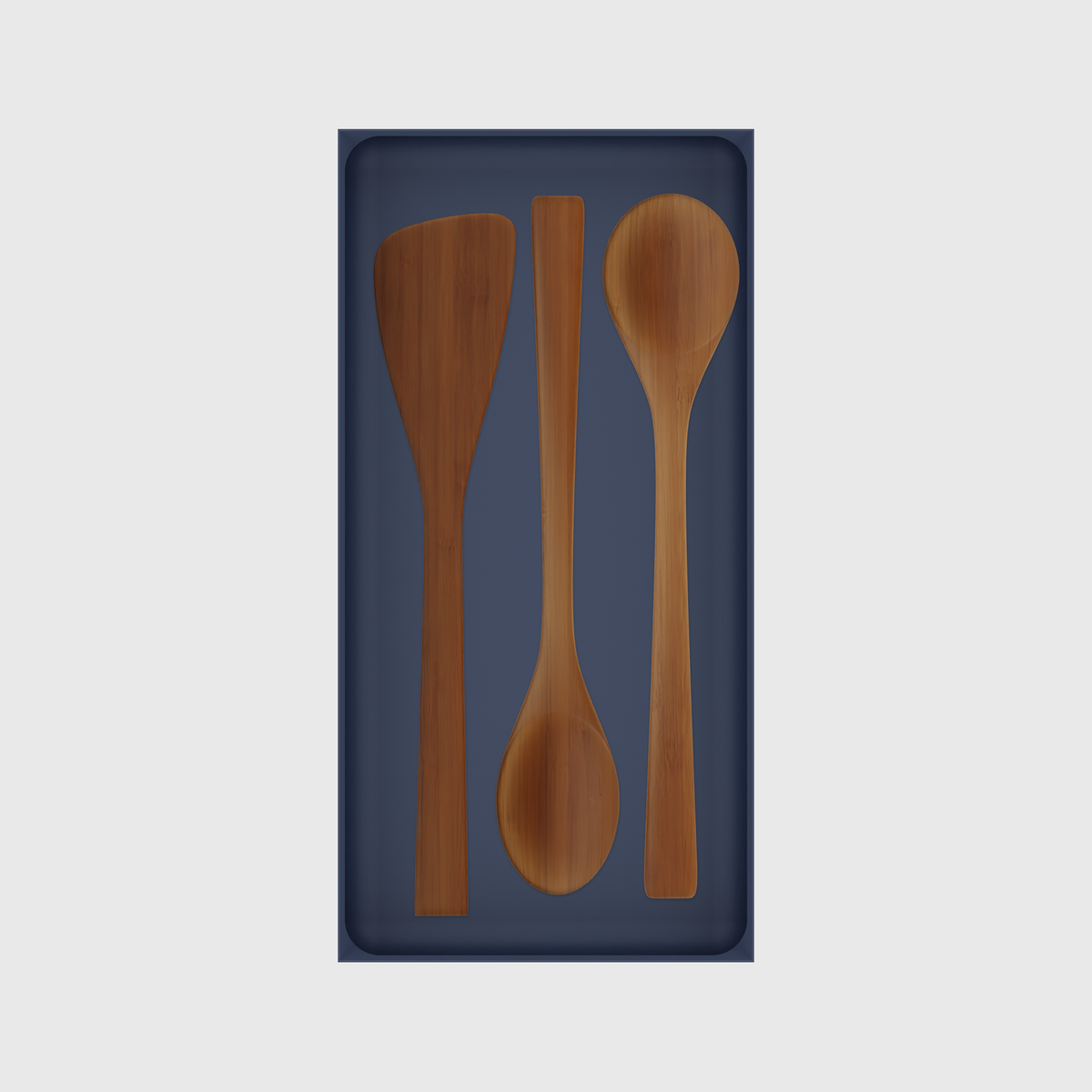 12×6 organiser with bamboo spatula, bamboo spoon, bamboo spoon — ArmyBlue