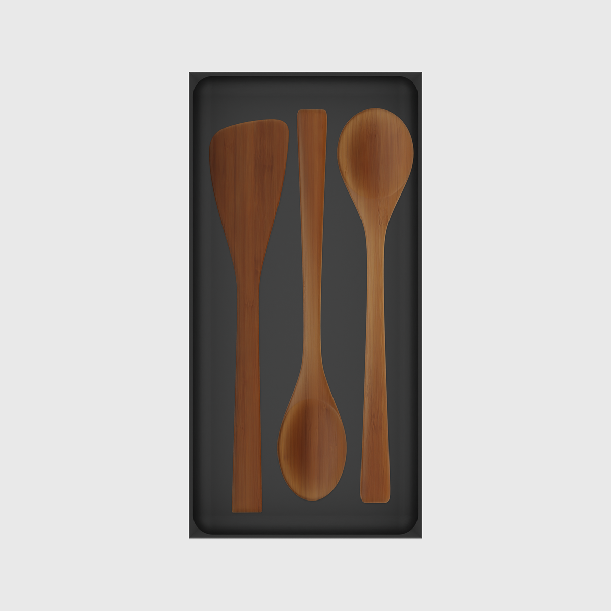 12×6 organiser with bamboo spatula, bamboo spoon, bamboo spoon — CharcoalBlack