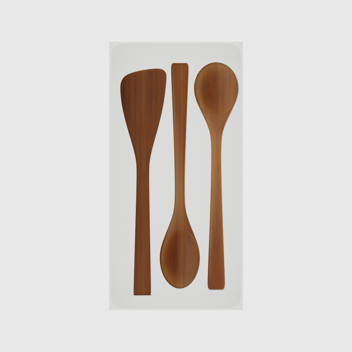 12×6 organiser with bamboo spatula, bamboo spoon, bamboo spoon — CottonWhite