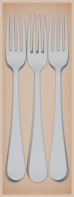 Medium cutlery organiser – 8×3 (236 × 88.5 mm) in Army Beige, shown with 6 dinner forks. Top view.