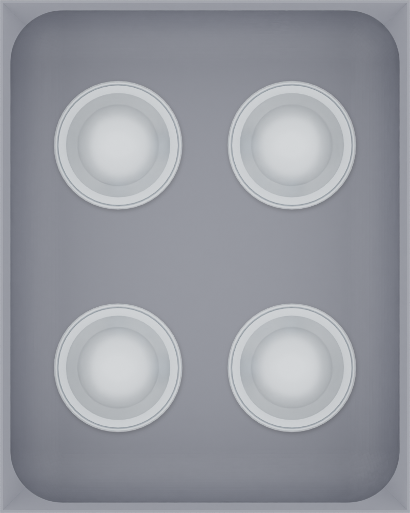 Medium tray organiser – 5×4 (147.5 × 118 mm) in Fossil Grey, shown with coffee capsules. Top view.