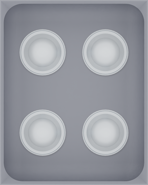 Medium tray organiser – 5×4 (147.5 × 118 mm) in Fossil Grey, shown with coffee capsules. Top view.