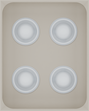 Medium tray organiser – 5×4 (147.5 × 118 mm) in Muted White, shown with coffee capsules. Top view.