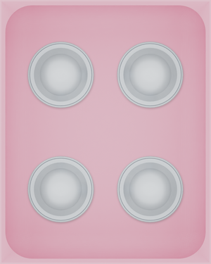 Medium tray organiser – 5×4 (147.5 × 118 mm) in Sakura Pink, shown with coffee capsules. Top view.