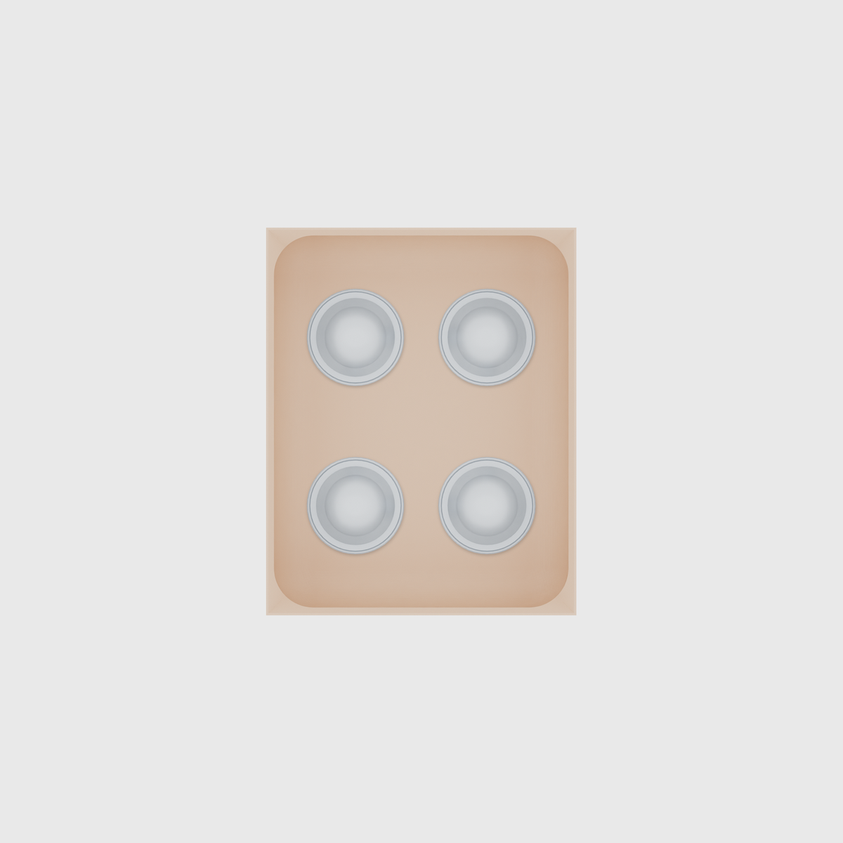 Medium tray organiser – 5×4 (147.5 × 118 mm) in Army Beige, shown with coffee capsules. Top view.