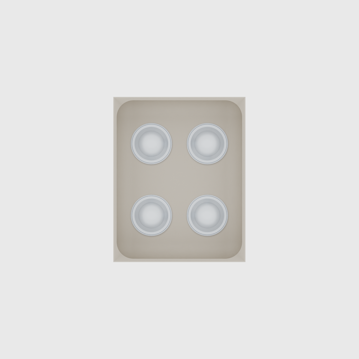 Medium tray organiser – 5×4 (147.5 × 118 mm) in Muted White, shown with coffee capsules. Top view.