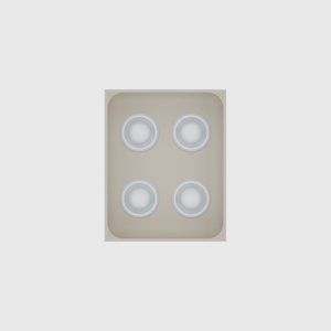 Medium tray organiser – 5×4 (147.5 × 118 mm) in Muted White, shown with coffee capsules. Top view.
