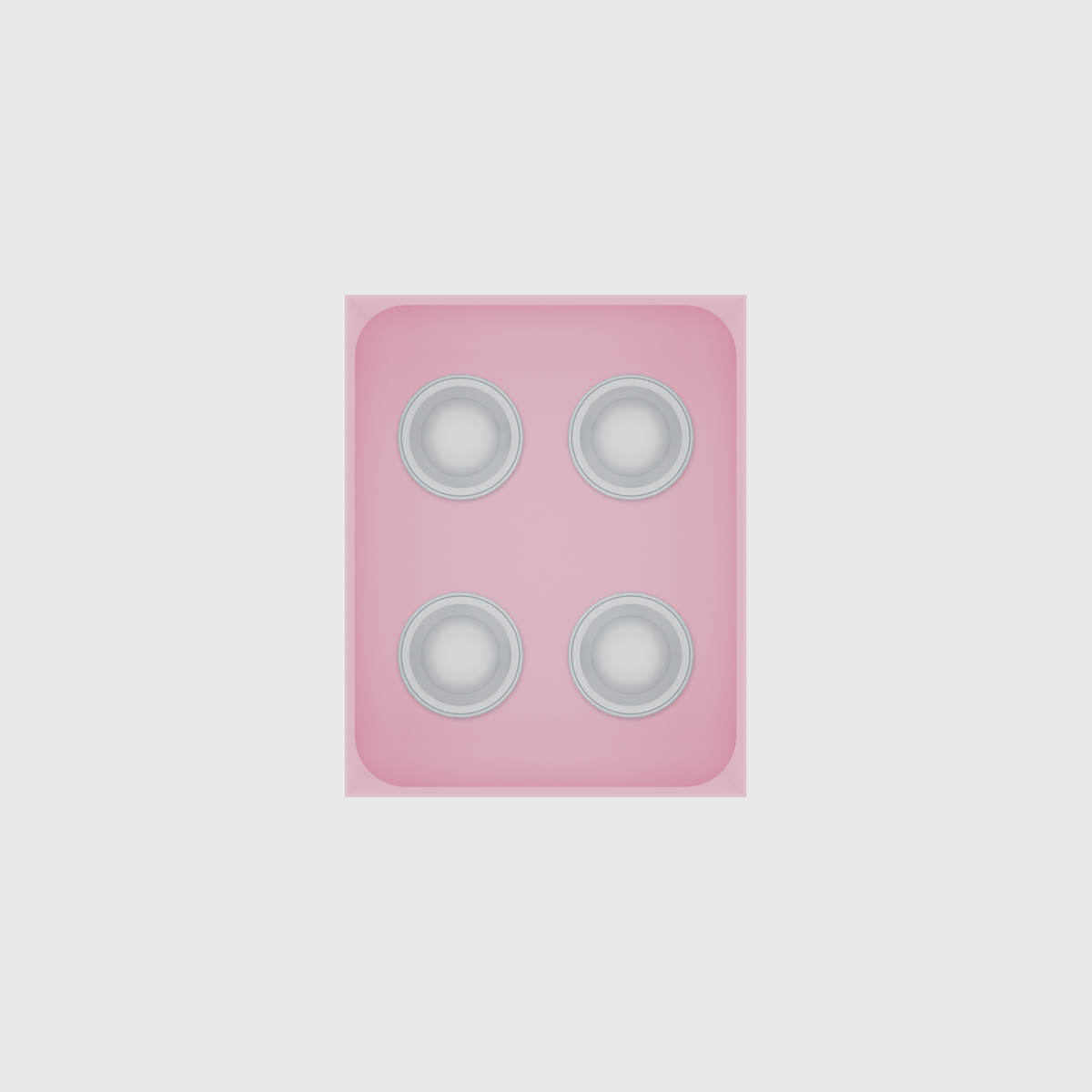 Medium tray organiser – 5×4 (147.5 × 118 mm) in Sakura Pink, shown with coffee capsules. Top view.