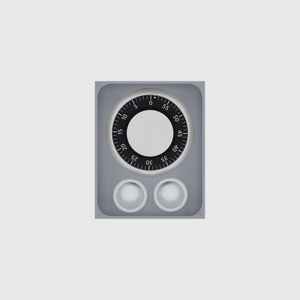 Medium tray organiser – 5×4 (147.5 × 118 mm) in Fossil Grey, shown with a kitchen timer and 2 coffee capsules. Top view.