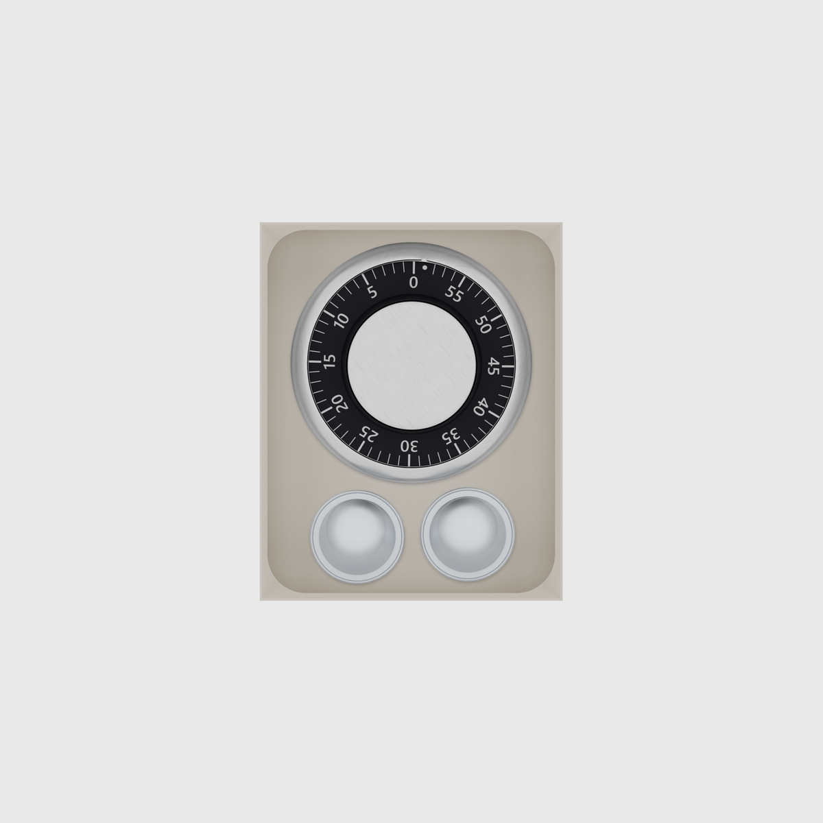 Medium tray organiser – 5×4 (147.5 × 118 mm) in Muted White, shown with a kitchen timer and 2 coffee capsules. Top view.