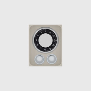 Medium tray organiser – 5×4 (147.5 × 118 mm) in Muted White, shown with a kitchen timer and 2 coffee capsules. Top view.