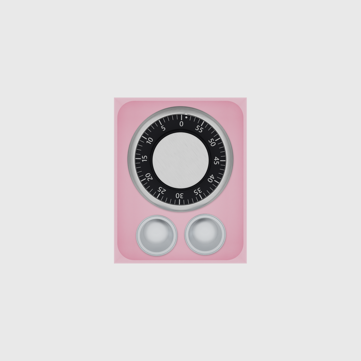 Medium tray organiser – 5×4 (147.5 × 118 mm) in Sakura Pink, shown with a kitchen timer and 2 coffee capsules. Top view.