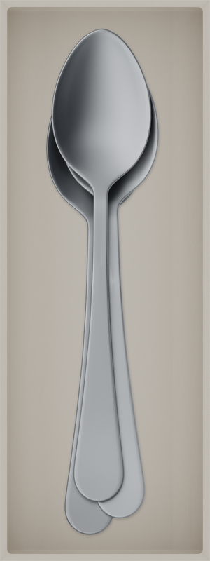 Medium cutlery organiser – 8×3 (236 × 88.5 mm) in Muted White, shown with soup spoons. Top view.