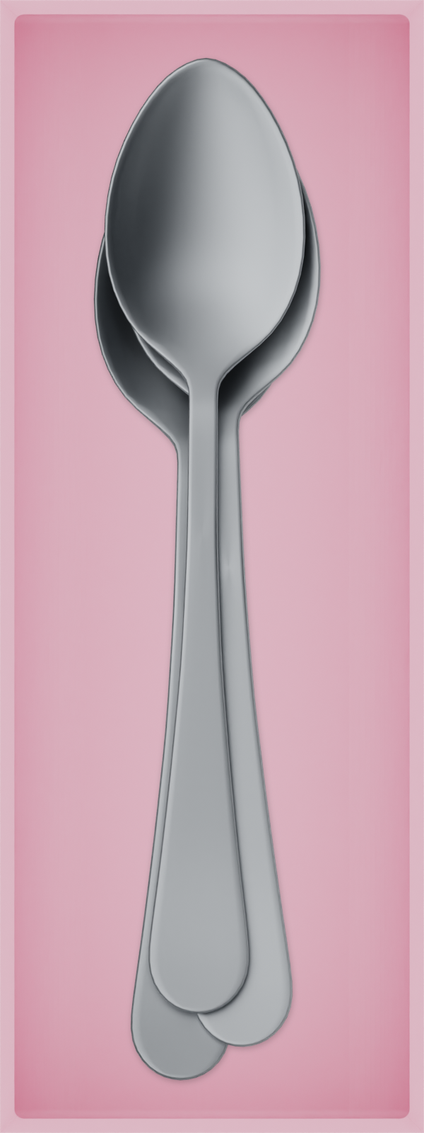Medium cutlery organiser – 8×3 (236 × 88.5 mm) in Sakura Pink, shown with soup spoons. Top view.