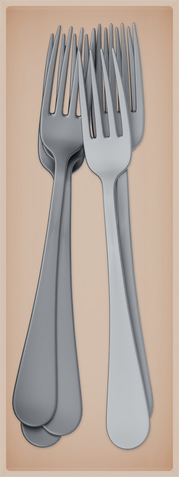 Medium cutlery organiser – 8×3 (236 × 88.5 mm) in Army Beige, shown with dinner forks. Top view.