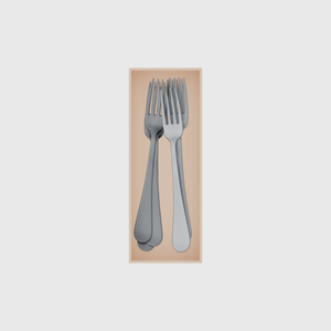 Medium cutlery organiser – 8×3 (236 × 88.5 mm) in Army Beige, shown with dinner forks. Top view.