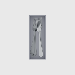 Medium cutlery organiser – 8×3 (236 × 88.5 mm) in Fossil Grey, shown with dinner forks. Top view.