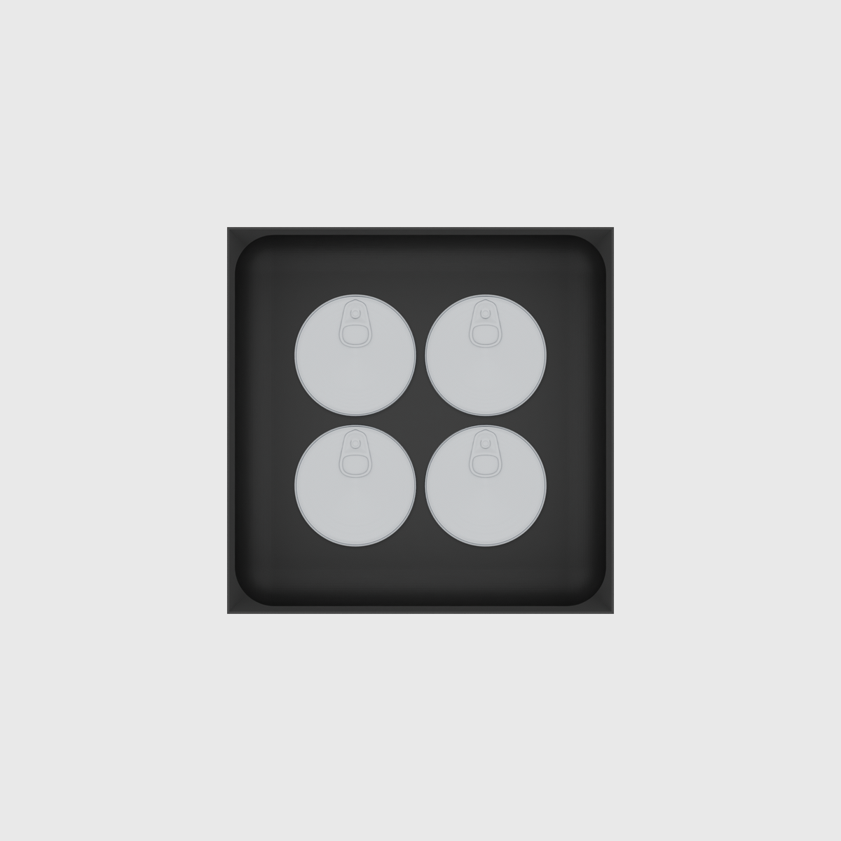 Medium tray organiser – 5x5 (147.5 × 147.5 mm) — example contents in Charcoal Black