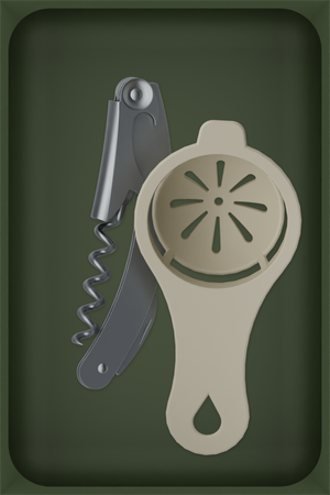 6×4 organiser with corkscrew + egg separator — OliveGreen