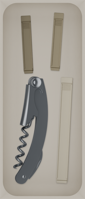 Medium tray organiser – 7×3 (206.5 × 88.5 mm) in Muted White, shown with a corkscrew and sealing clips. Top view.