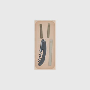 Medium tray organiser – 7×3 (206.5 × 88.5 mm) in Army Beige, shown with a corkscrew and sealing clips. Top view.