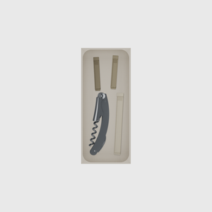 Medium tray organiser – 7×3 (206.5 × 88.5 mm) in Muted White, shown with a corkscrew and sealing clips. Top view.