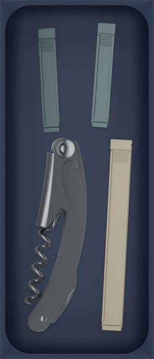 7×3 organiser with corkscrew and sealing clips — ArmyBlue