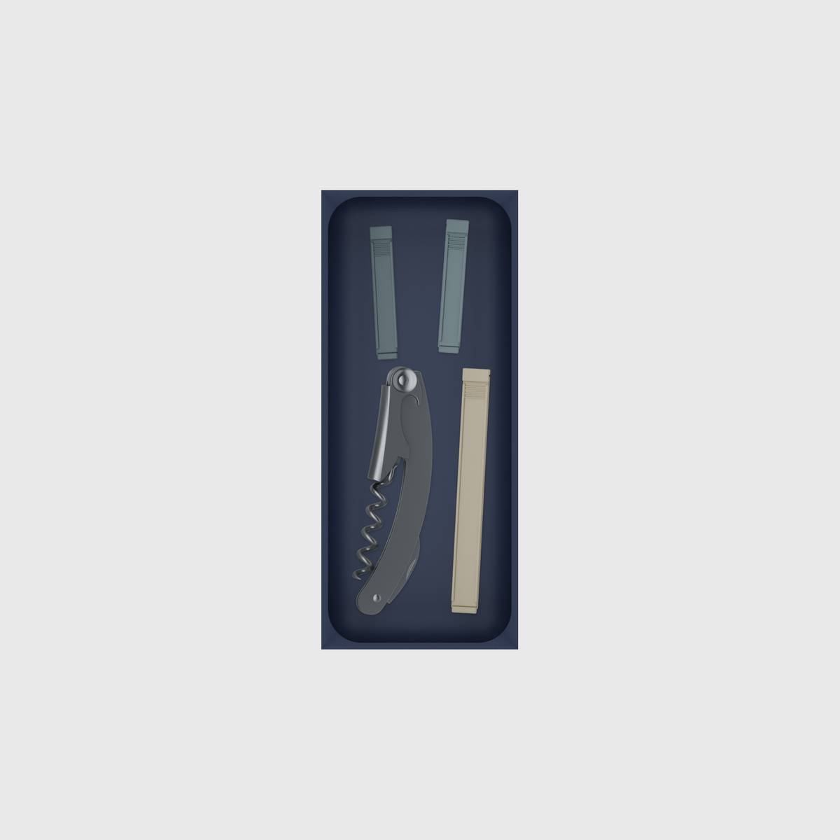 7×3 organiser with corkscrew and sealing clips — ArmyBlue