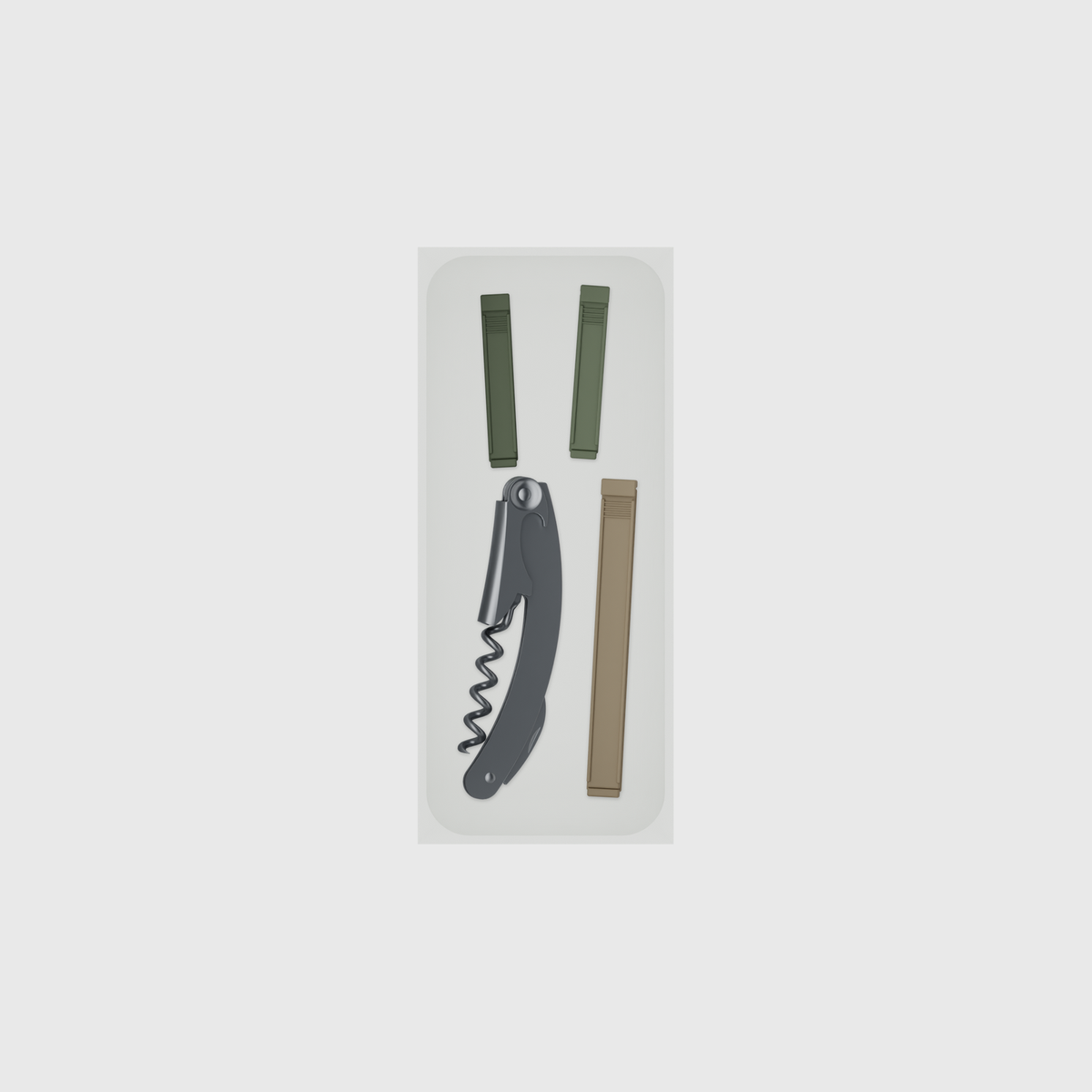 7×3 organiser with corkscrew and sealing clips — CottonWhite