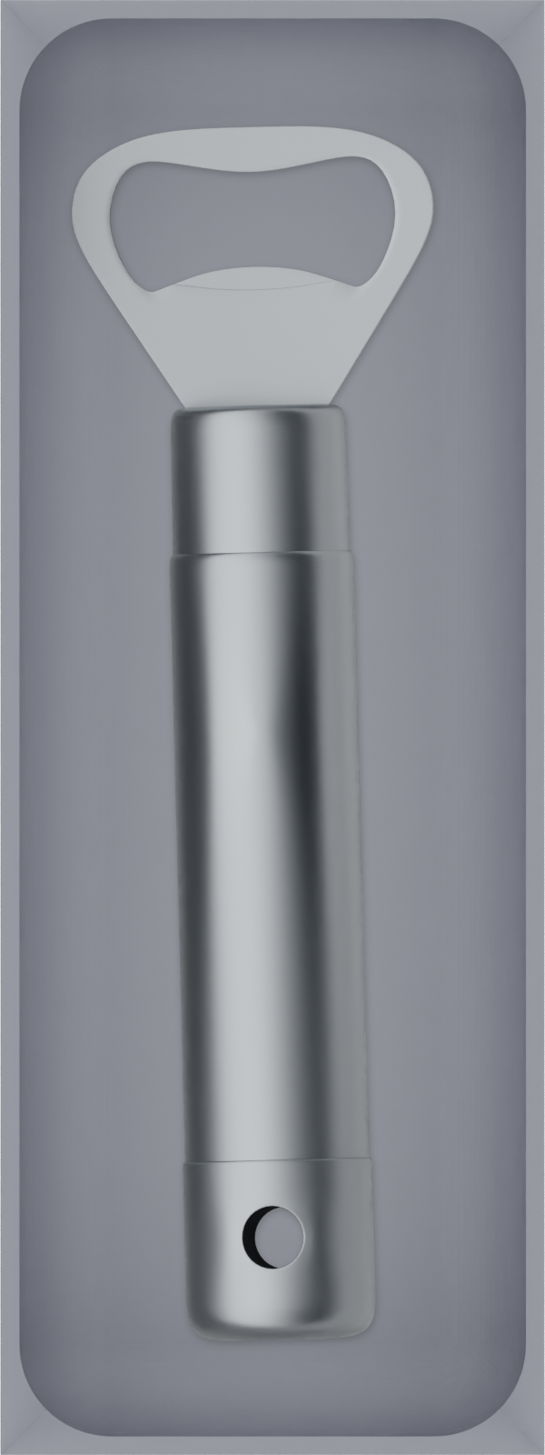 Medium tray organiser – 8×3 (236 × 88.5 mm) in Fossil Grey, shown with a bottle opener. Top view.