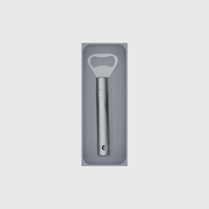 Medium tray organiser – 8×3 (236 × 88.5 mm) in Fossil Grey, shown with a bottle opener. Top view.