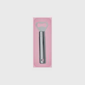 Medium tray organiser – 8×3 (236 × 88.5 mm) in Sakura Pink, shown with a bottle opener. Top view.