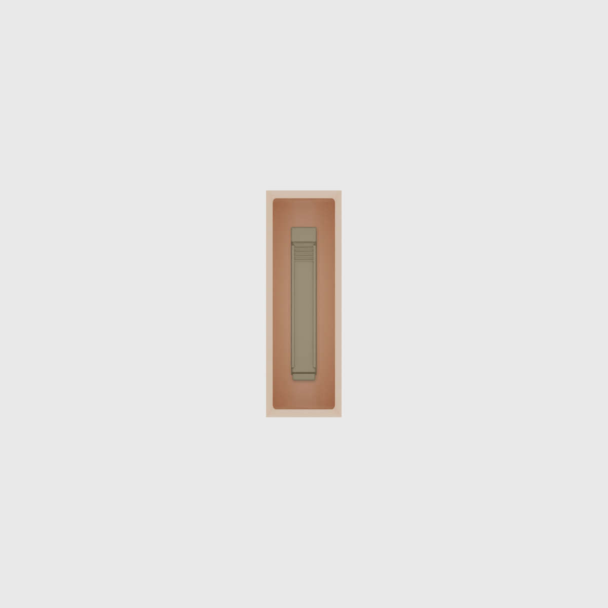 Micro strip organiser – 3×1 (88.5 × 29.5 mm) in Army Beige, shown with a sealing clip. Top view.