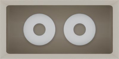 Micro tray organiser – 1×2 (29.5 × 59 mm) in Muted White, shown with small metal washers. Top view.