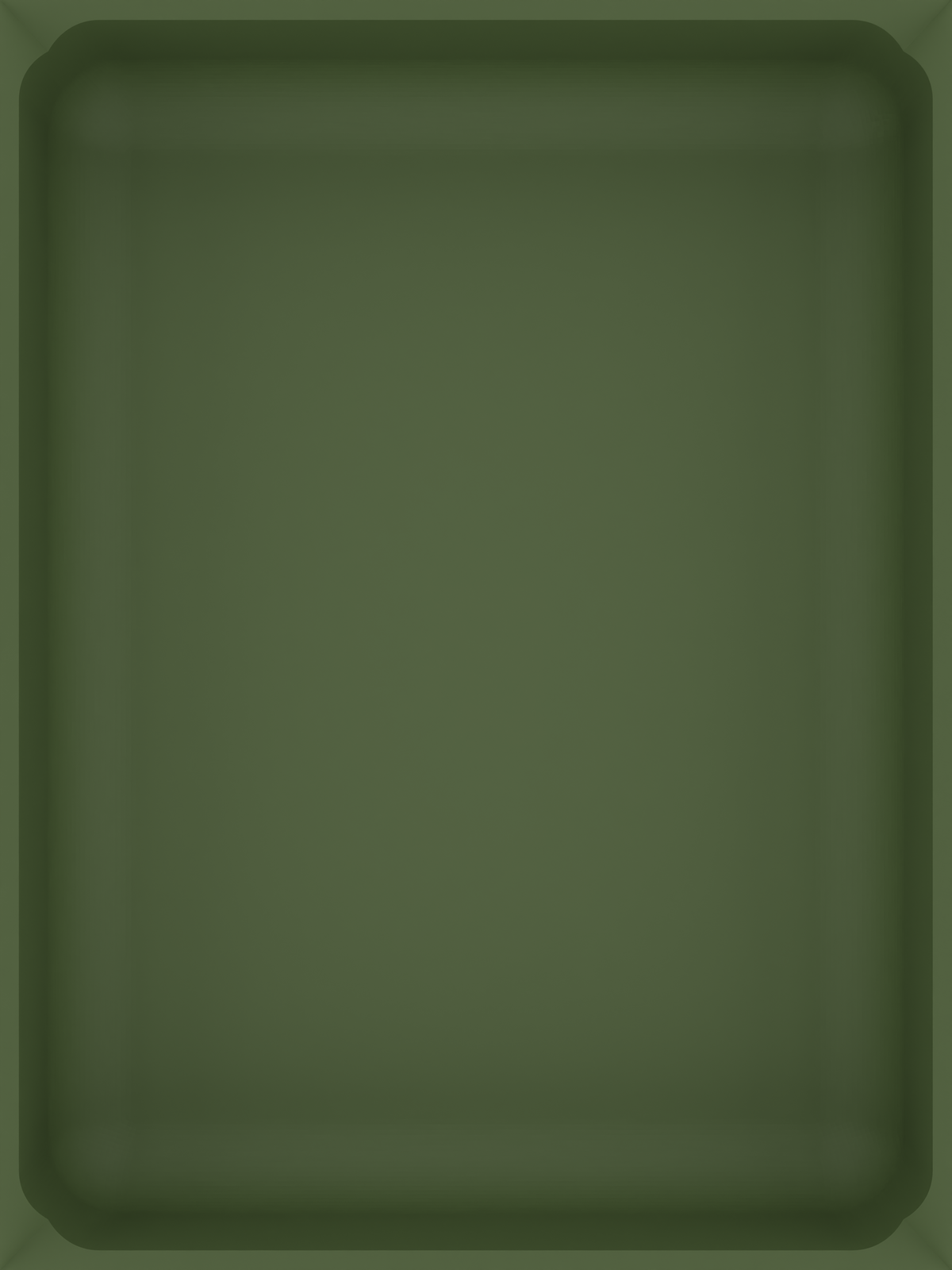 Versatile Rectangle Kitchen Organiser in Olive Green — 8×6 modular drawer organiser, food-safe PLA bioplastic, drawer-builder placement outline showing the module footprint