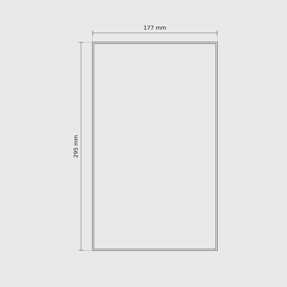 10 × 6 module plan with outside dimensions 295 × 177 mm.