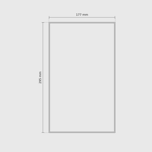 10 × 6 module plan with outside dimensions 295 × 177 mm.