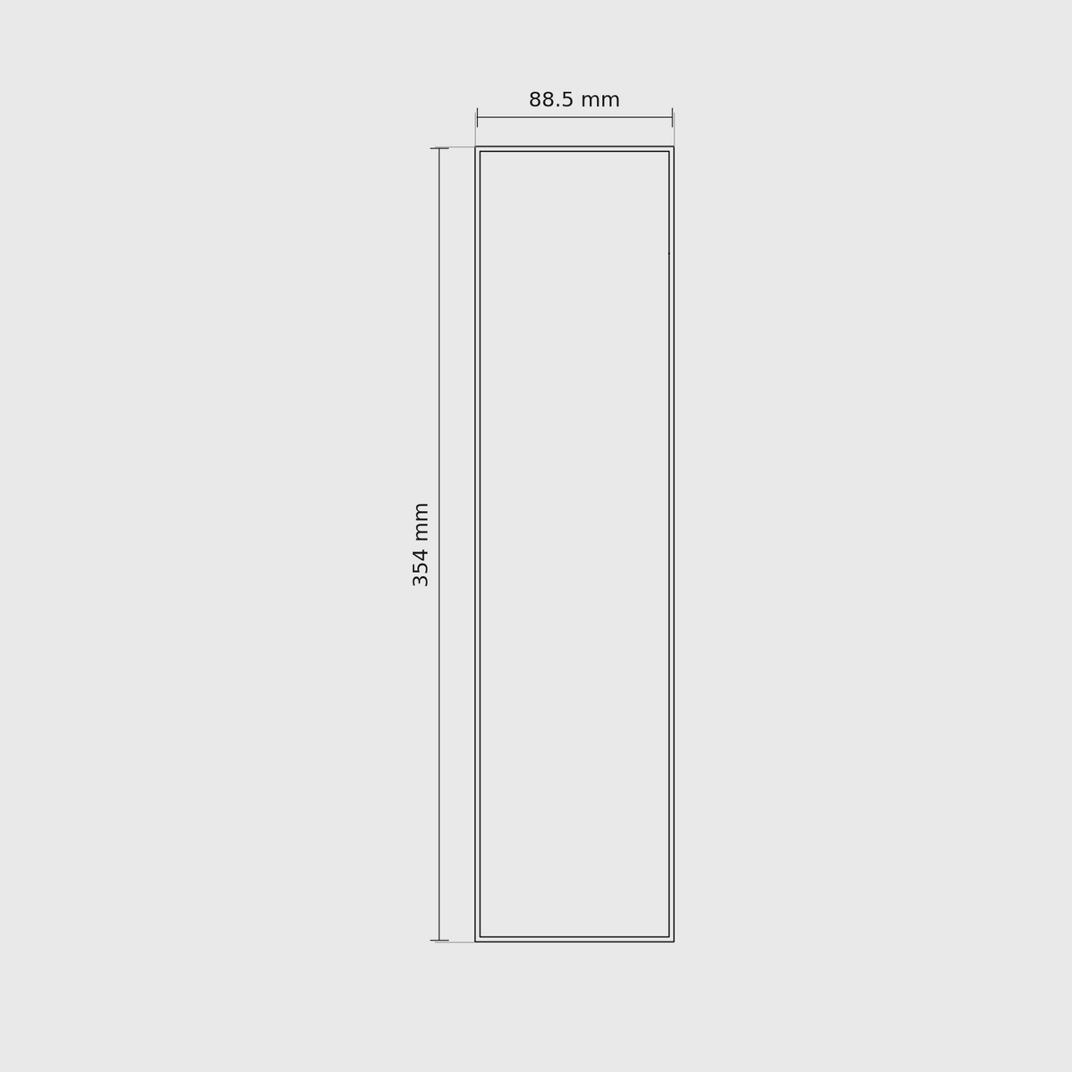 12 × 3 module plan with outside dimensions 354 × 88.5 mm.