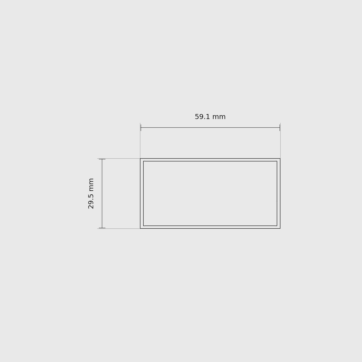1 × 2 module plan with outside dimensions 29.5 × 59.1 mm.