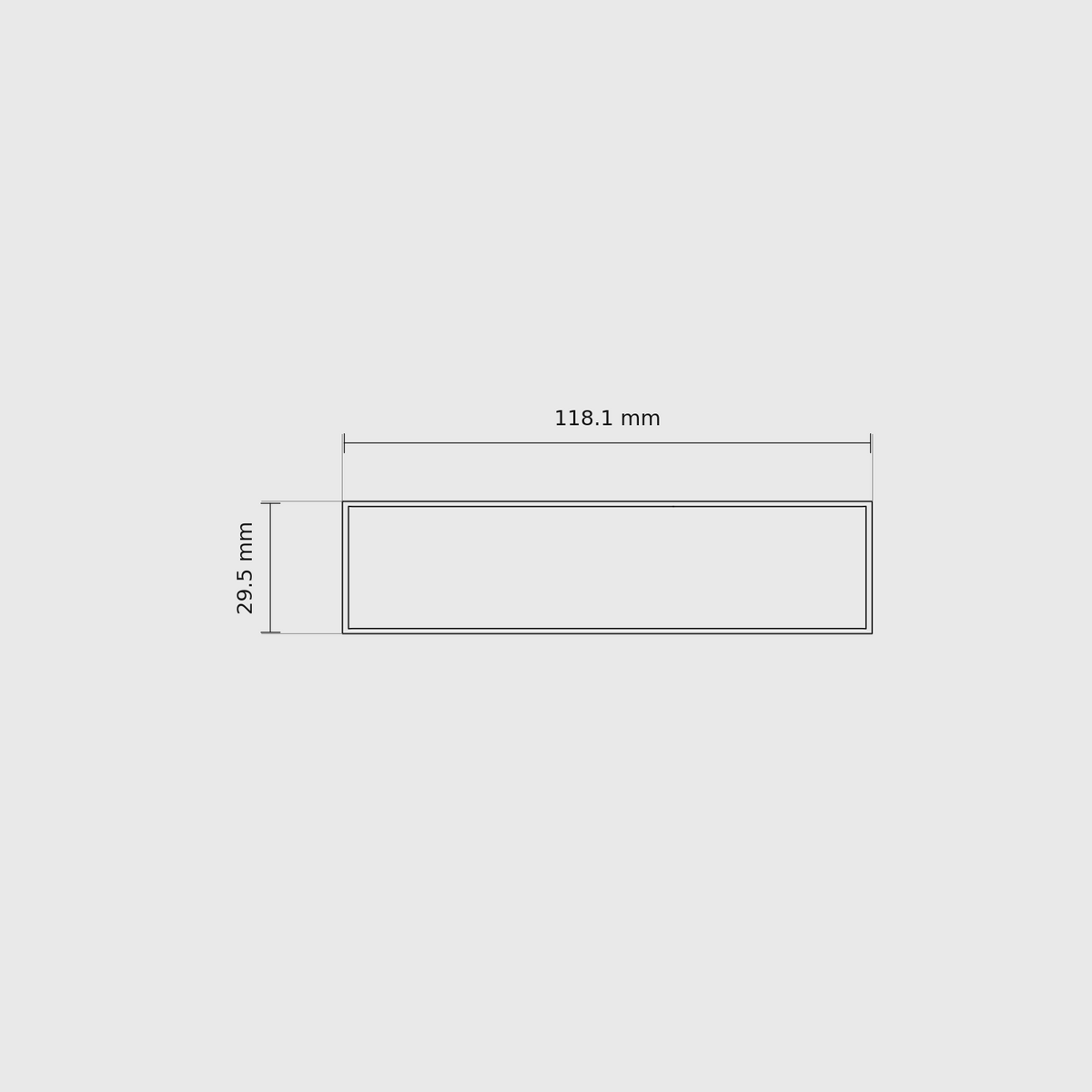 1 × 4 module plan with outside dimensions 29.5 × 118.1 mm.