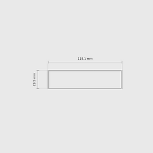 1 × 4 module plan with outside dimensions 29.5 × 118.1 mm.