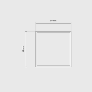 2 × 2 module plan with outside dimensions 59 × 59 mm.