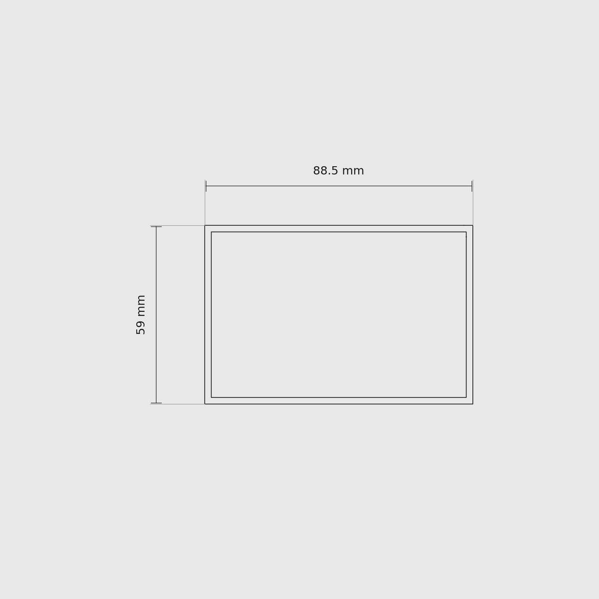 2 × 3 module plan with outside dimensions 59 × 88.5 mm.